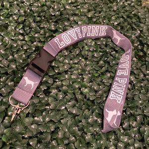 Love Pink Detachable Lanyard Gray & White